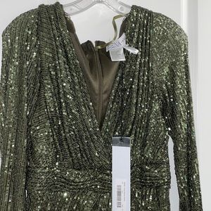 Ieena for macduggal olive green sequenced gown